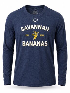 🍌Savannah Bananas EvoShield | Long Sleeve Heather Blue T-Shirt Size: Adult Small